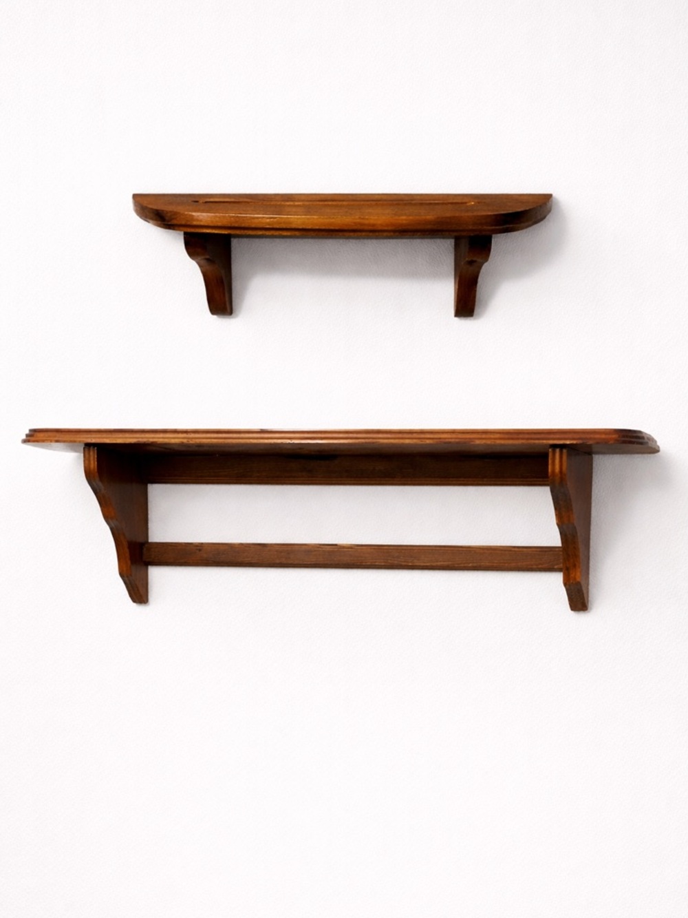 2 Wood Wall Shelf Set in Warm Brown - Unbranded